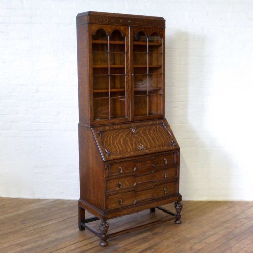 oak bureau bookcase - CATEGORY: ANTIQUE BUREAU - DATED 1920