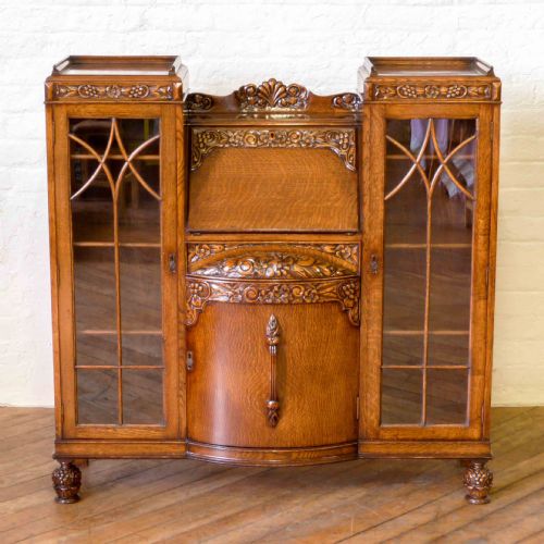 oak bureau bookcase - CATEGORY: ANTIQUE BUREAU - DATED 1920