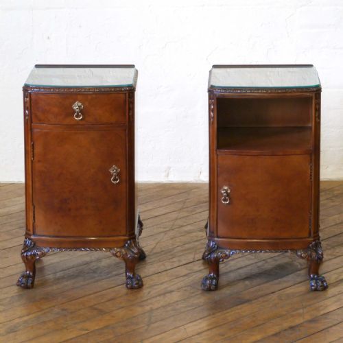 pair of queen anne style bedside cabinets - CATEGORY: ANTIQUE CABINETS - DATED 1920