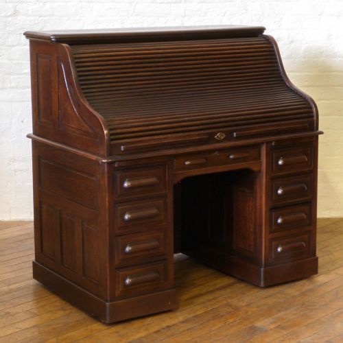 edwardian oak roll top desk - CATEGORY: ANTIQUE DESKS - DATED EDWARDIAN