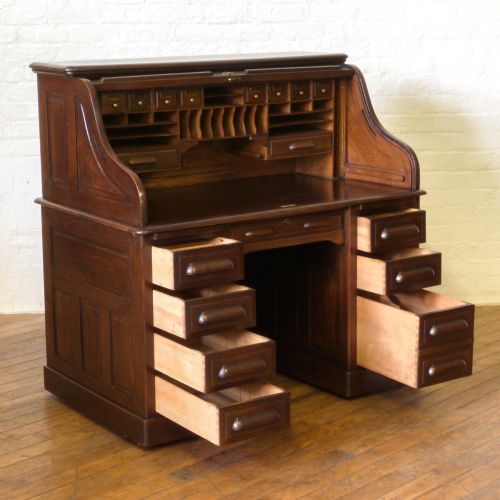 EDWARDIAN OAK ROLL TOP DESK - ADDITIONAL PHOTO 1