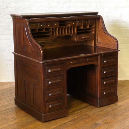 EDWARDIAN OAK ROLL TOP DESK - ADDITIONAL PHOTO 3