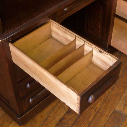 EDWARDIAN OAK ROLL TOP DESK - ADDITIONAL PHOTO 5