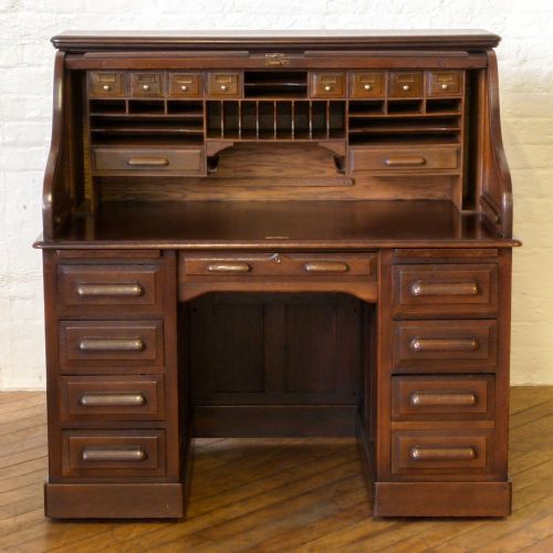 EDWARDIAN OAK ROLL TOP DESK - ADDITIONAL PHOTO 9