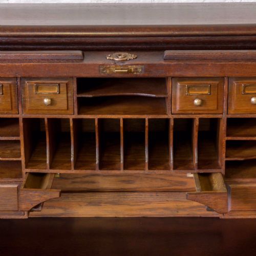 EDWARDIAN OAK ROLL TOP DESK - ADDITIONAL PHOTO 14