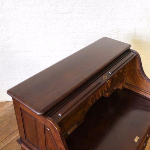 EDWARDIAN OAK ROLL TOP DESK - ADDITIONAL PHOTO 16