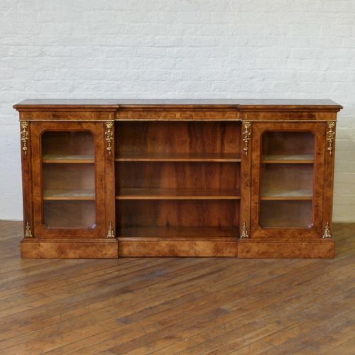 VICTORIAN BURR WALNUT LONG BOOKCASE - ADDITIONAL PHOTO 2