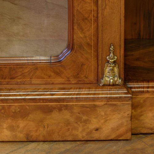 VICTORIAN BURR WALNUT LONG BOOKCASE - ADDITIONAL PHOTO 8