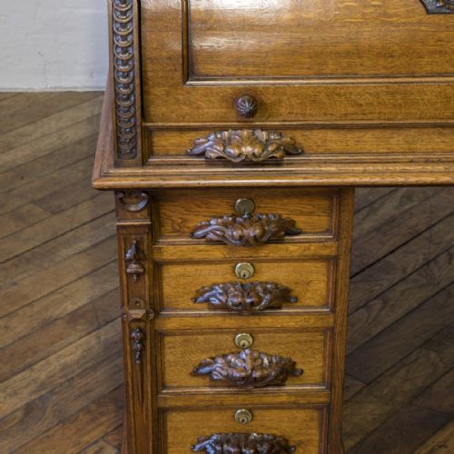 VICTORIAN OAK CYLINDER DESK - ADDITIONAL PHOTO 11