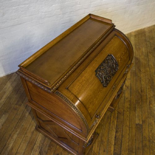 VICTORIAN OAK CYLINDER DESK - ADDITIONAL PHOTO 16