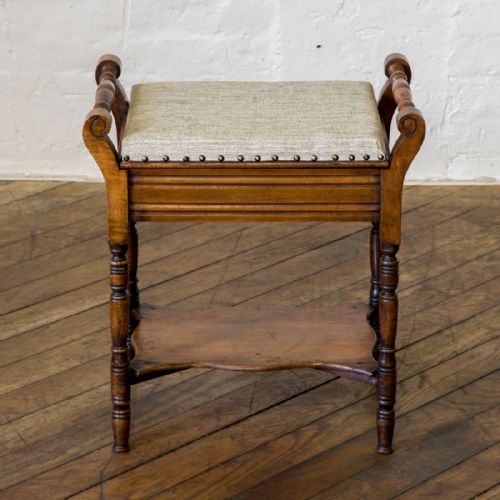 edwardian walnut piano stool - CATEGORY: ANTIQUE STOOLS - DATED VICTORIAN