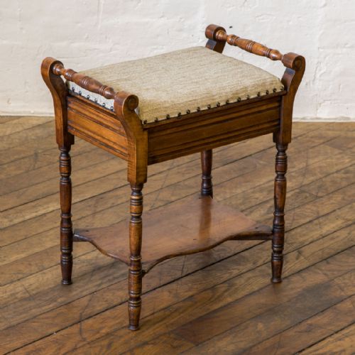 EDWARDIAN WALNUT PIANO STOOL - ADDITIONAL PHOTO 1