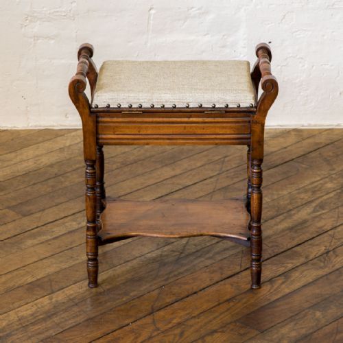 EDWARDIAN WALNUT PIANO STOOL - ADDITIONAL PHOTO 4