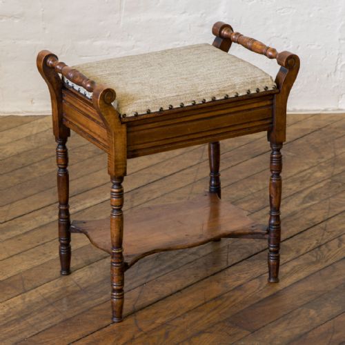 EDWARDIAN WALNUT PIANO STOOL - ADDITIONAL PHOTO 6