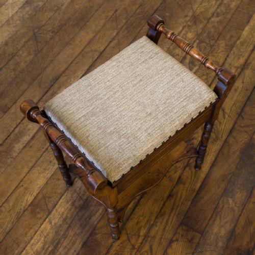 EDWARDIAN WALNUT PIANO STOOL - ADDITIONAL PHOTO 7