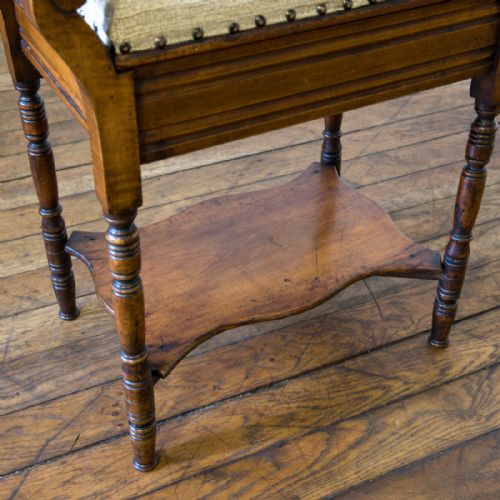 EDWARDIAN WALNUT PIANO STOOL - ADDITIONAL PHOTO 14