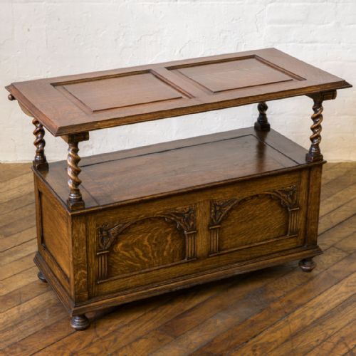 JACOBEAN STYLE OAK MONKS BENCH - ADDITIONAL PHOTO 1
