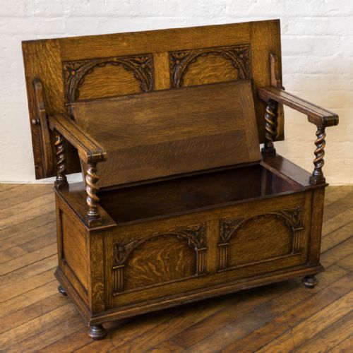 JACOBEAN STYLE OAK MONKS BENCH - ADDITIONAL PHOTO 2