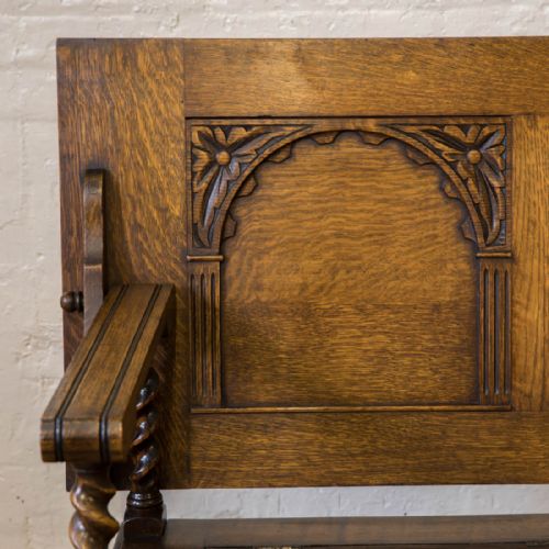JACOBEAN STYLE OAK MONKS BENCH - ADDITIONAL PHOTO 8
