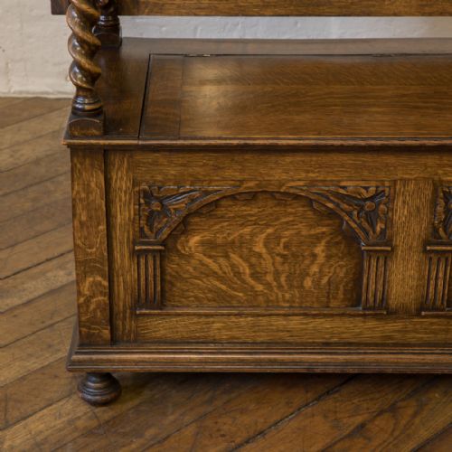 JACOBEAN STYLE OAK MONKS BENCH - ADDITIONAL PHOTO 9