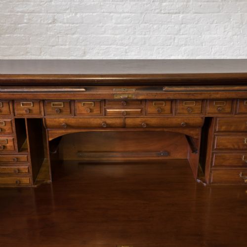 EDWARDIAN WALNUT ROLL TOP DESK - ADDITIONAL PHOTO 4