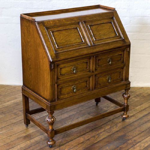 edwardian oak bureau - CATEGORY: ANTIQUE BUREAU - DATED EDWARDIAN