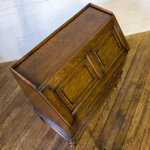 EDWARDIAN OAK BUREAU - ADDITIONAL PHOTO 3