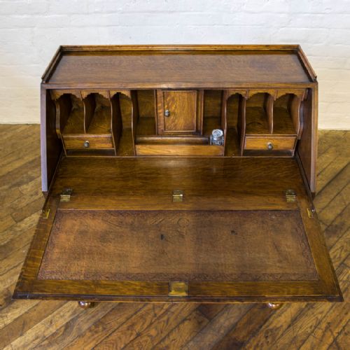 EDWARDIAN OAK BUREAU - ADDITIONAL PHOTO 5