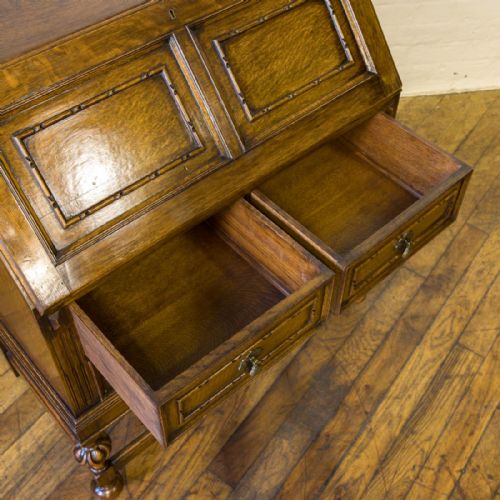 EDWARDIAN OAK BUREAU - ADDITIONAL PHOTO 8