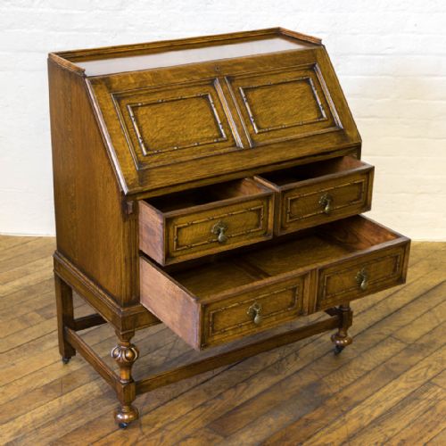 EDWARDIAN OAK BUREAU - ADDITIONAL PHOTO 9