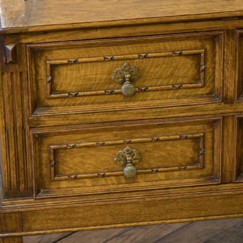 EDWARDIAN OAK BUREAU - ADDITIONAL PHOTO 13