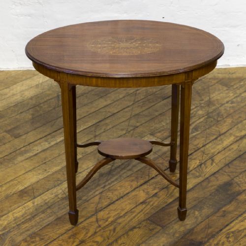 EDWARDIAN SHERATON REVIVAL MAHOGANY OCCASIONAL TABLE - ADDITIONAL PHOTO 1