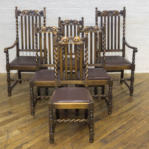 set of six jacobean influenced oak chairs - CATEGORY: ANTIQUE CHAIRS - DATED 1920