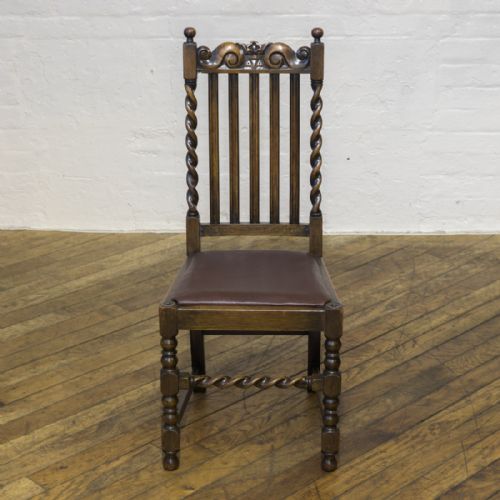SET OF SIX JACOBEAN INFLUENCED OAK CHAIRS - ADDITIONAL PHOTO 1