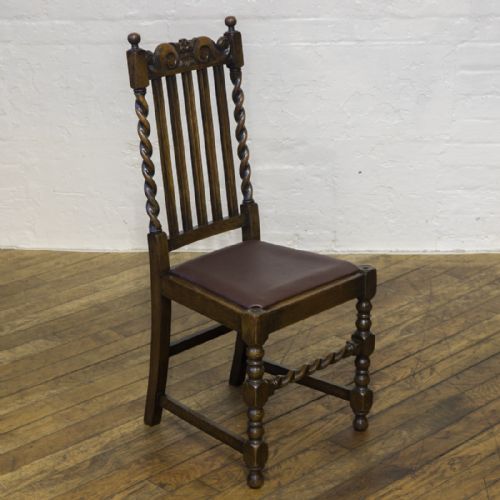 SET OF SIX JACOBEAN INFLUENCED OAK CHAIRS - ADDITIONAL PHOTO 4