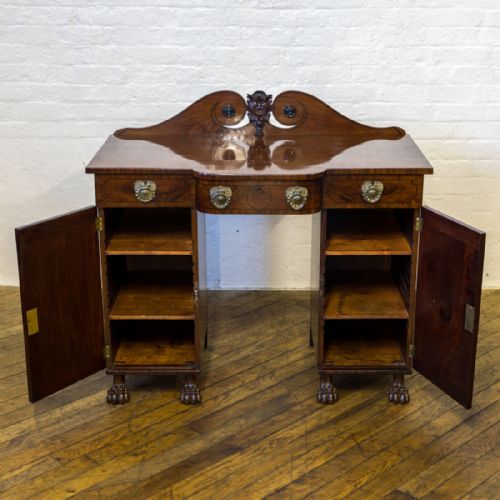SMALL REGENCY TWIN PEDESTAL MAHOGANY SIDEBOARD - ADDITIONAL PHOTO 1