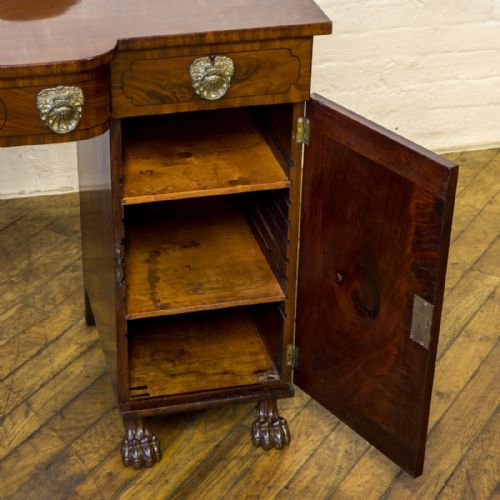 SMALL REGENCY TWIN PEDESTAL MAHOGANY SIDEBOARD - ADDITIONAL PHOTO 2