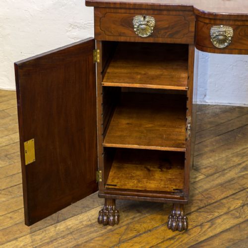 SMALL REGENCY TWIN PEDESTAL MAHOGANY SIDEBOARD - ADDITIONAL PHOTO 3