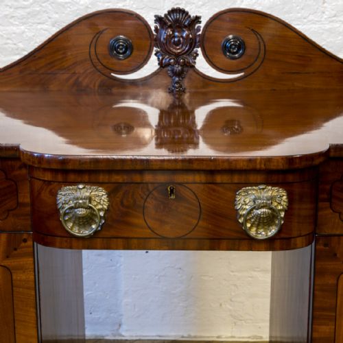 SMALL REGENCY TWIN PEDESTAL MAHOGANY SIDEBOARD - ADDITIONAL PHOTO 5
