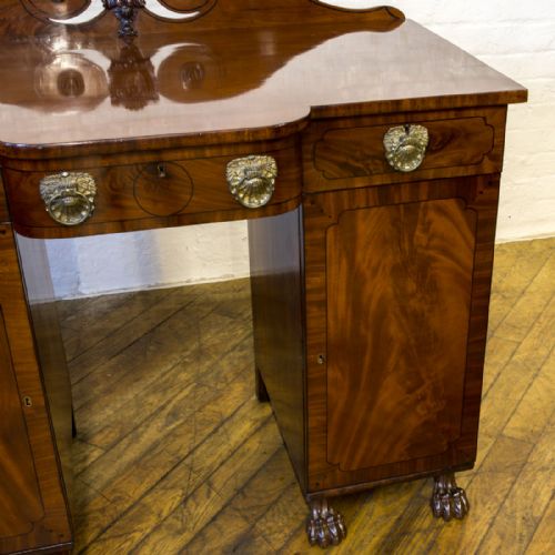 SMALL REGENCY TWIN PEDESTAL MAHOGANY SIDEBOARD - ADDITIONAL PHOTO 6