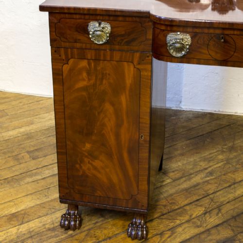 SMALL REGENCY TWIN PEDESTAL MAHOGANY SIDEBOARD - ADDITIONAL PHOTO 7
