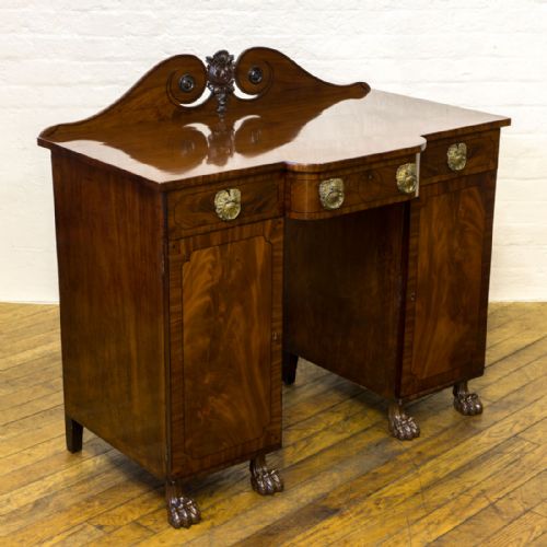 SMALL REGENCY TWIN PEDESTAL MAHOGANY SIDEBOARD - ADDITIONAL PHOTO 11