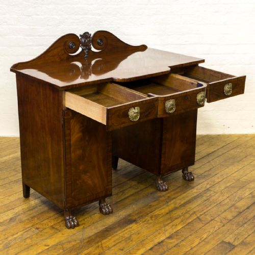 SMALL REGENCY TWIN PEDESTAL MAHOGANY SIDEBOARD - ADDITIONAL PHOTO 12