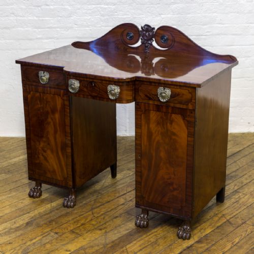 SMALL REGENCY TWIN PEDESTAL MAHOGANY SIDEBOARD - ADDITIONAL PHOTO 19