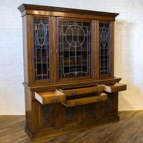 EDWARDIAN OAK BOOKCASE - ADDITIONAL PHOTO 1