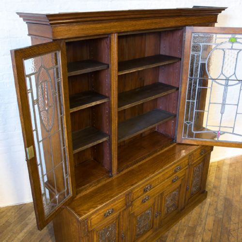 EDWARDIAN OAK BOOKCASE - ADDITIONAL PHOTO 4
