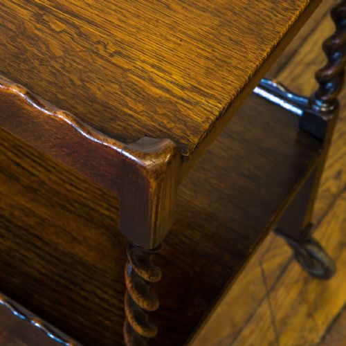 JACOBEAN STYLE OAK TEA TROLLEY - ADDITIONAL PHOTO 7