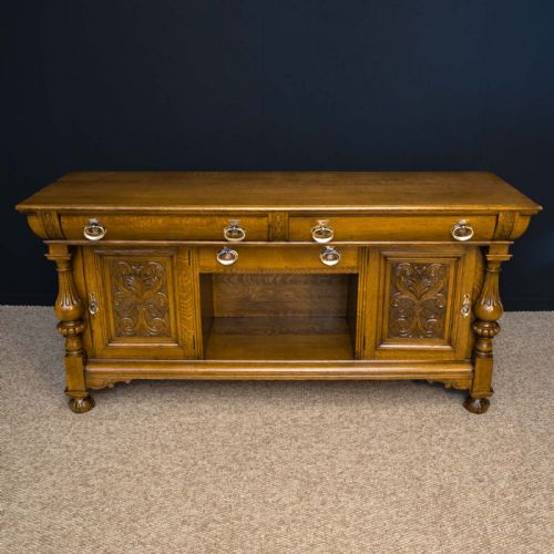 victorian oak dresser by james phillip and sons - CATEGORY: ANTIQUE SIDEBOARDS - DATED VICTORIAN