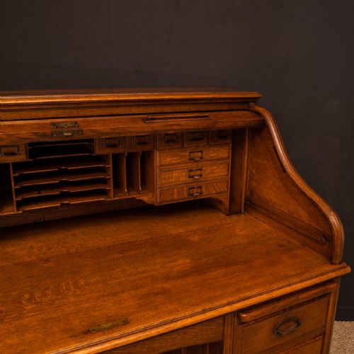 EDWARDIAN OAK ROLL TOP DESK BY HLL - ADDITIONAL PHOTO 7