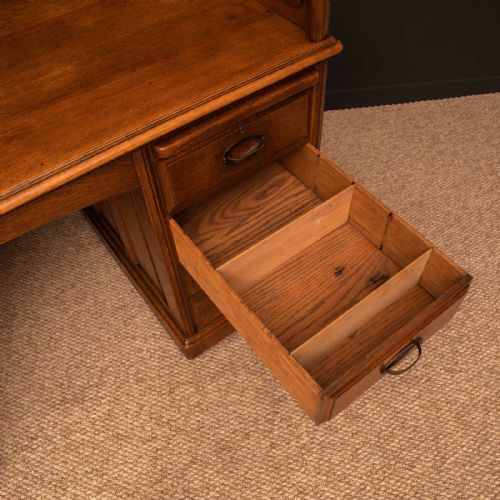 EDWARDIAN OAK ROLL TOP DESK BY HLL - ADDITIONAL PHOTO 11